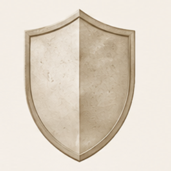 An engraving of a protective shield
